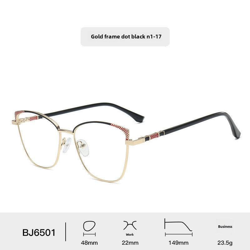 Cat Eye Metal Spectacle Frame Men's Personalized Anti-Blue Light Glasses High-Grade Glasses Frame Women